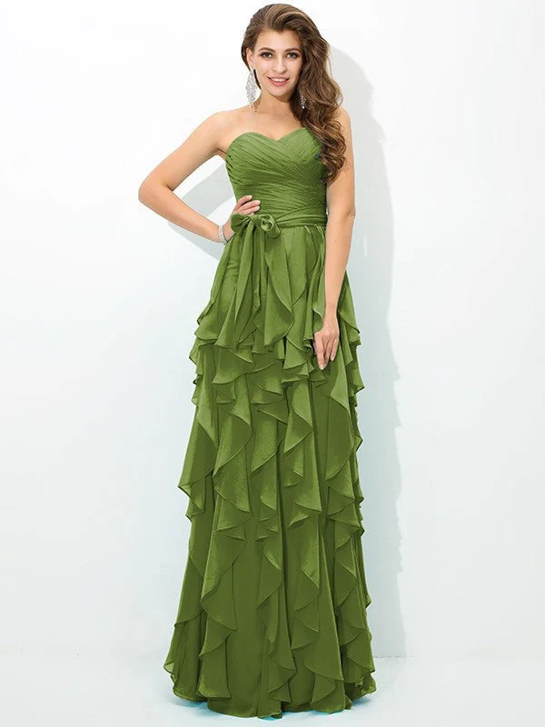 Gorgeous Sweetheart Layers Sleeveless Long Chiffon Bridesmaid Dresses - Image 14