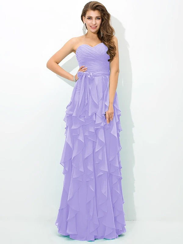 Gorgeous Sweetheart Layers Sleeveless Long Chiffon Bridesmaid Dresses - Image 18