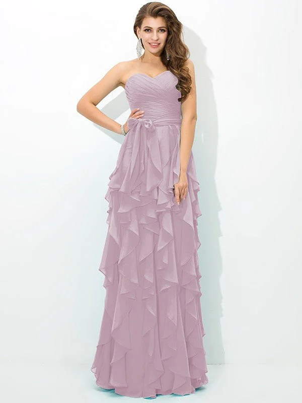 Gorgeous Sweetheart Layers Sleeveless Long Chiffon Bridesmaid Dresses - Image 21