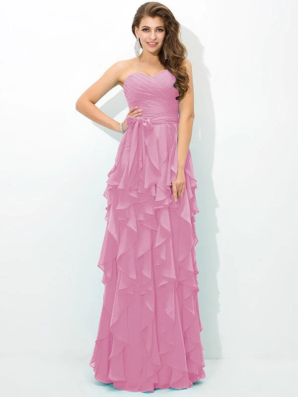 Gorgeous Sweetheart Layers Sleeveless Long Chiffon Bridesmaid Dresses - Image 22