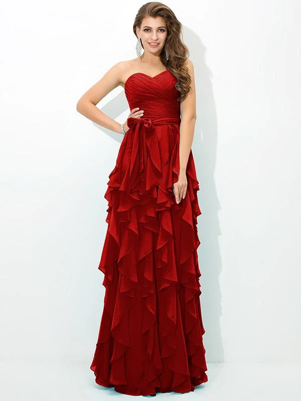 Gorgeous Sweetheart Layers Sleeveless Long Chiffon Bridesmaid Dresses - Image 23