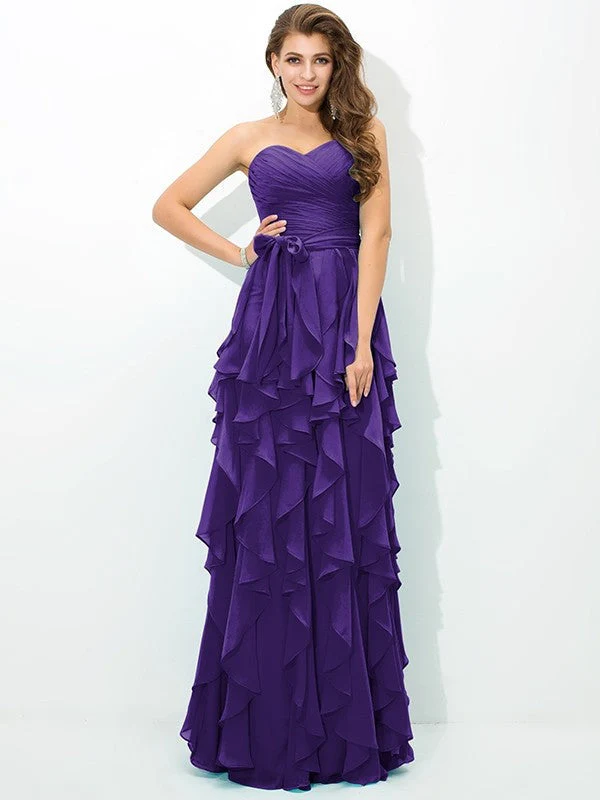 Gorgeous Sweetheart Layers Sleeveless Long Chiffon Bridesmaid Dresses - Image 24