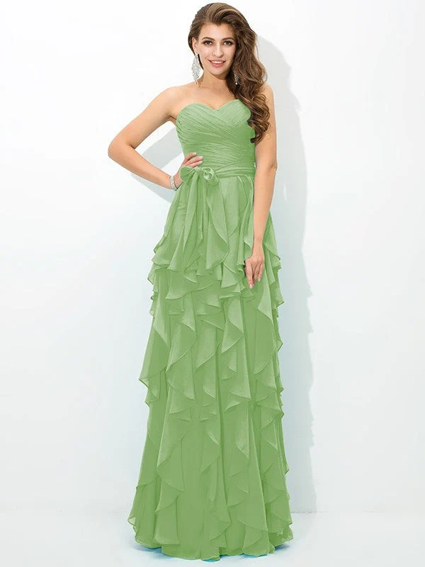 Gorgeous Sweetheart Layers Sleeveless Long Chiffon Bridesmaid Dresses - Image 25