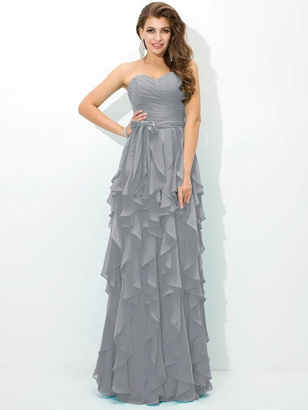 Gorgeous Sweetheart Layers Sleeveless Long Chiffon Bridesmaid Dresses - Image 26
