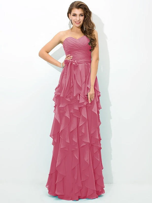 Gorgeous Sweetheart Layers Sleeveless Long Chiffon Bridesmaid Dresses - Image 27
