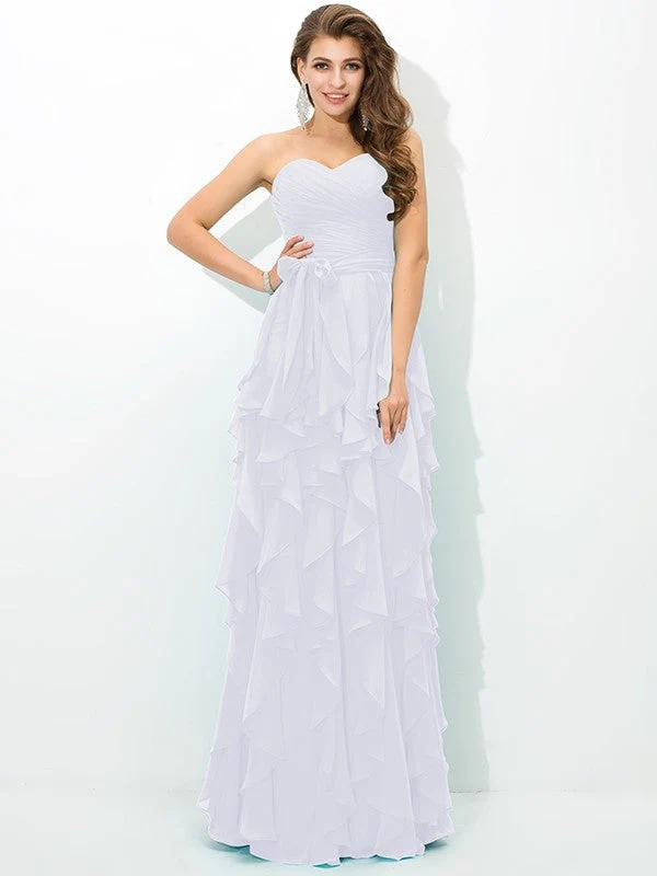 Gorgeous Sweetheart Layers Sleeveless Long Chiffon Bridesmaid Dresses - Image 28