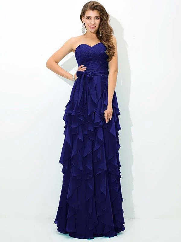 Gorgeous Sweetheart Layers Sleeveless Long Chiffon Bridesmaid Dresses - Image 29