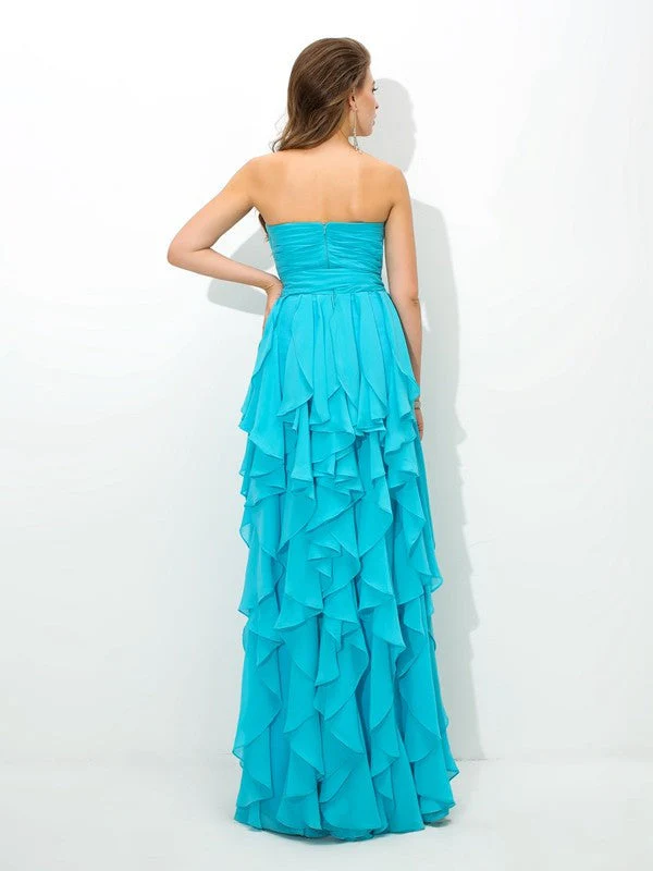 Gorgeous Sweetheart Layers Sleeveless Long Chiffon Bridesmaid Dresses - Image 30