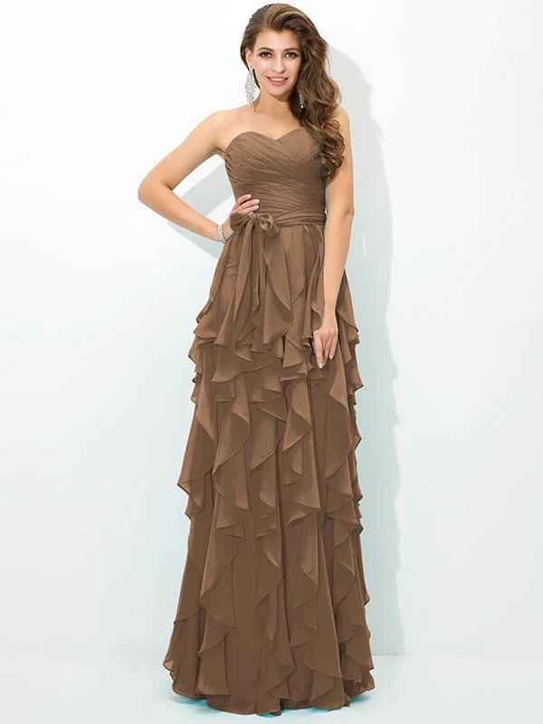 Gorgeous Sweetheart Layers Sleeveless Long Chiffon Bridesmaid Dresses - Image 4