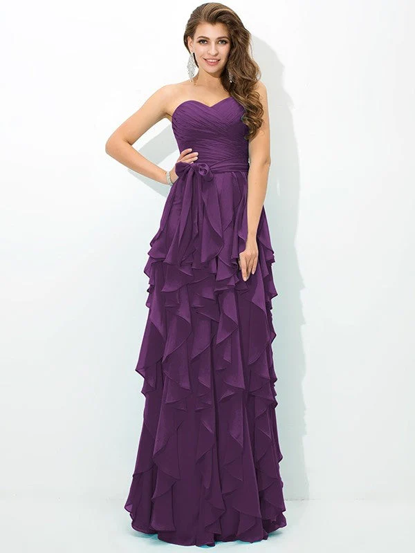Gorgeous Sweetheart Layers Sleeveless Long Chiffon Bridesmaid Dresses - Image 5