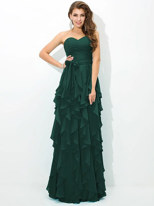 Gorgeous Sweetheart Layers Sleeveless Long Chiffon Bridesmaid Dresses - Image 9