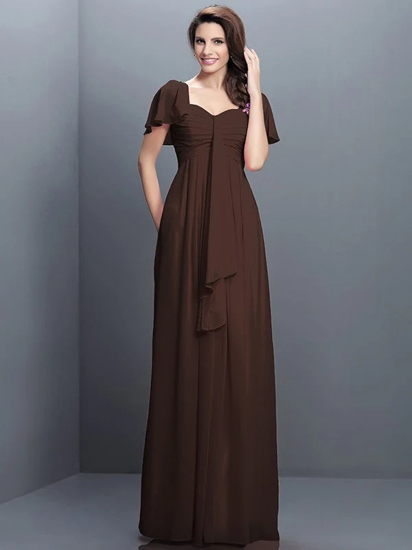 Gorgeous Sweetheart Pleats 1/2 Sleeves Long Chiffon Bridesmaid Dresses - Image 7