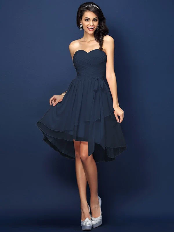 Gorgeous Sweetheart Pleats Bowknot Sleeveless Short Chiffon Bridesmaid Dresses - Image 10