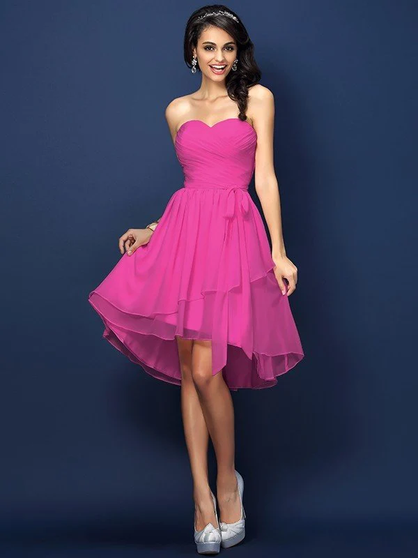 Gorgeous Sweetheart Pleats Bowknot Sleeveless Short Chiffon Bridesmaid Dresses - Image 11