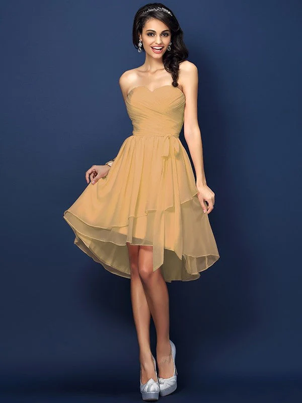 Gorgeous Sweetheart Pleats Bowknot Sleeveless Short Chiffon Bridesmaid Dresses - Image 12