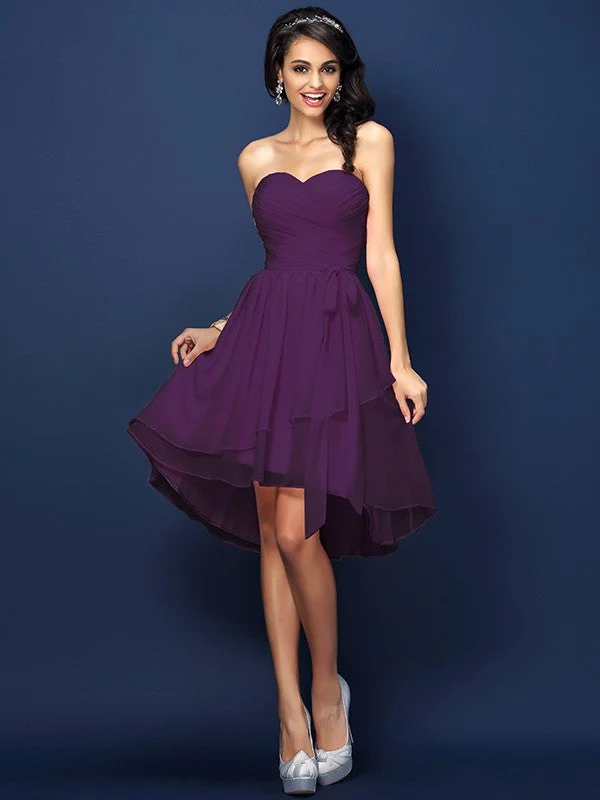 Gorgeous Sweetheart Pleats Bowknot Sleeveless Short Chiffon Bridesmaid Dresses - Image 13