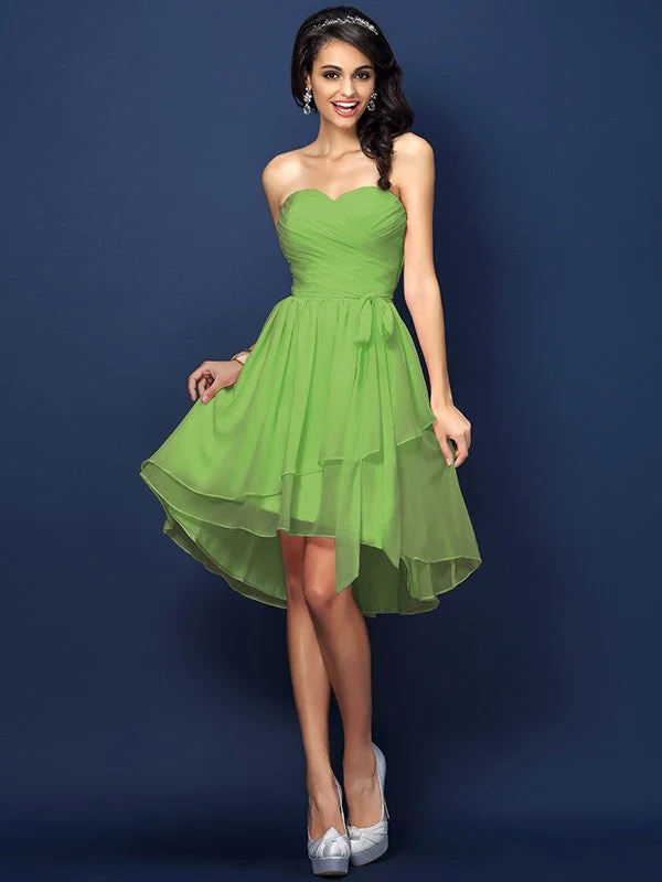 Gorgeous Sweetheart Pleats Bowknot Sleeveless Short Chiffon Bridesmaid Dresses - Image 14