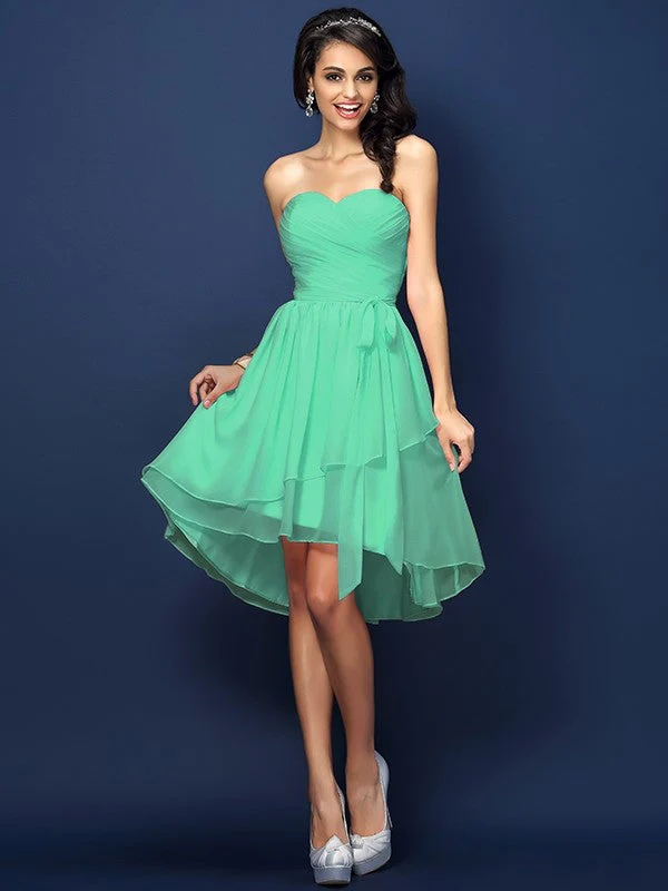 Gorgeous Sweetheart Pleats Bowknot Sleeveless Short Chiffon Bridesmaid Dresses - Image 15