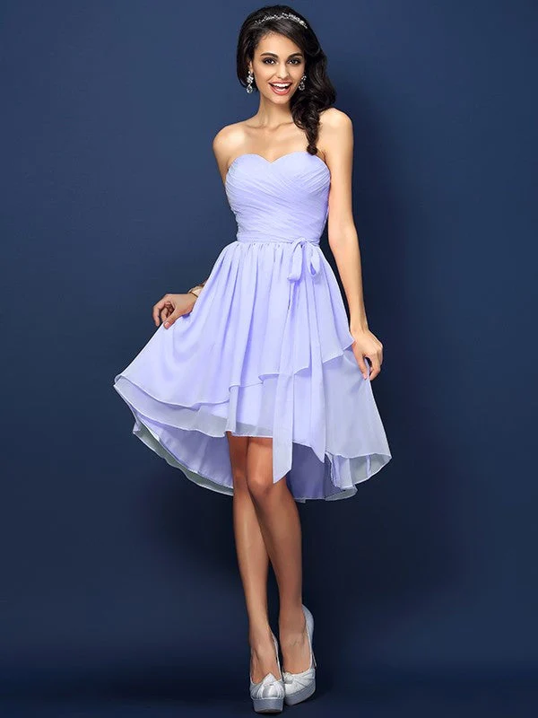Gorgeous Sweetheart Pleats Bowknot Sleeveless Short Chiffon Bridesmaid Dresses - Image 17