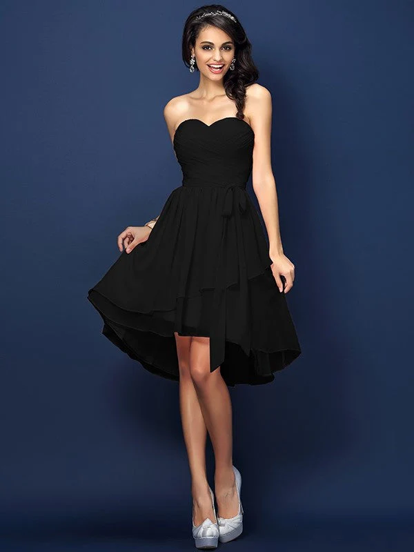 Gorgeous Sweetheart Pleats Bowknot Sleeveless Short Chiffon Bridesmaid Dresses - Image 2