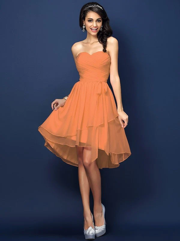 Gorgeous Sweetheart Pleats Bowknot Sleeveless Short Chiffon Bridesmaid Dresses - Image 20