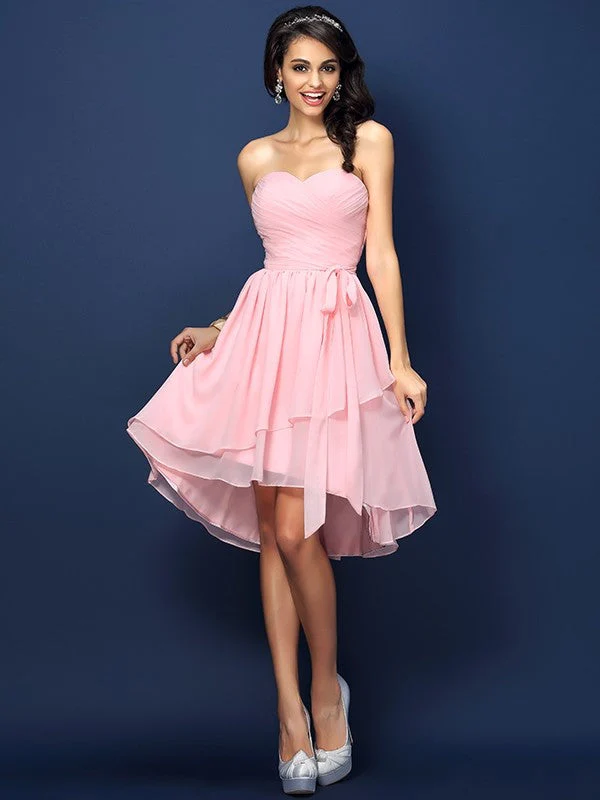 Gorgeous Sweetheart Pleats Bowknot Sleeveless Short Chiffon Bridesmaid Dresses - Image 22