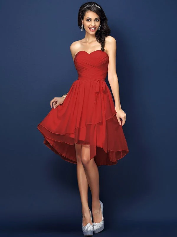 Gorgeous Sweetheart Pleats Bowknot Sleeveless Short Chiffon Bridesmaid Dresses - Image 23