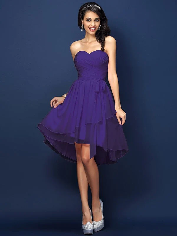 Gorgeous Sweetheart Pleats Bowknot Sleeveless Short Chiffon Bridesmaid Dresses - Image 24