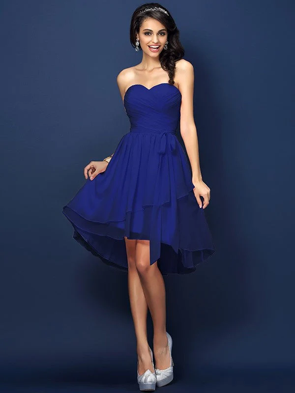 Gorgeous Sweetheart Pleats Bowknot Sleeveless Short Chiffon Bridesmaid Dresses - Image 25