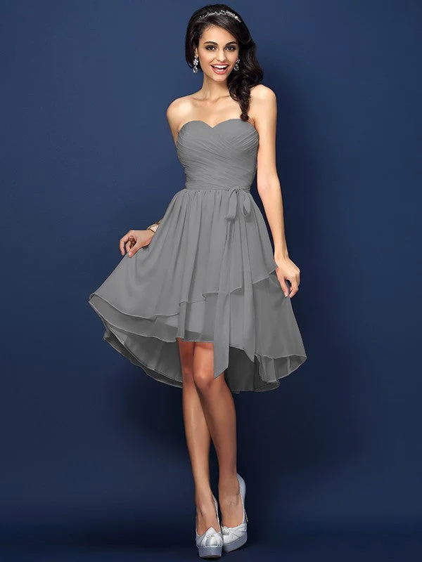 Gorgeous Sweetheart Pleats Bowknot Sleeveless Short Chiffon Bridesmaid Dresses - Image 27