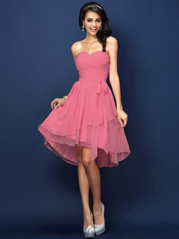 Gorgeous Sweetheart Pleats Bowknot Sleeveless Short Chiffon Bridesmaid Dresses - Image 28