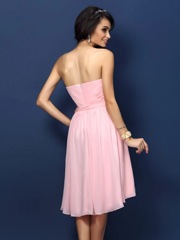 Gorgeous Sweetheart Pleats Bowknot Sleeveless Short Chiffon Bridesmaid Dresses - Image 30