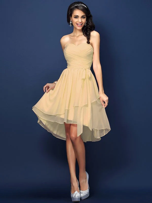 Gorgeous Sweetheart Pleats Bowknot Sleeveless Short Chiffon Bridesmaid Dresses - Image 6