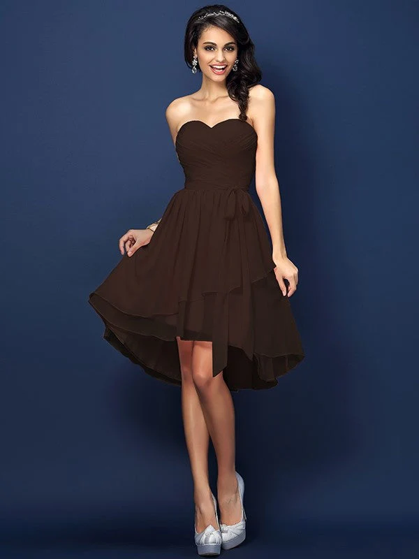 Gorgeous Sweetheart Pleats Bowknot Sleeveless Short Chiffon Bridesmaid Dresses - Image 7