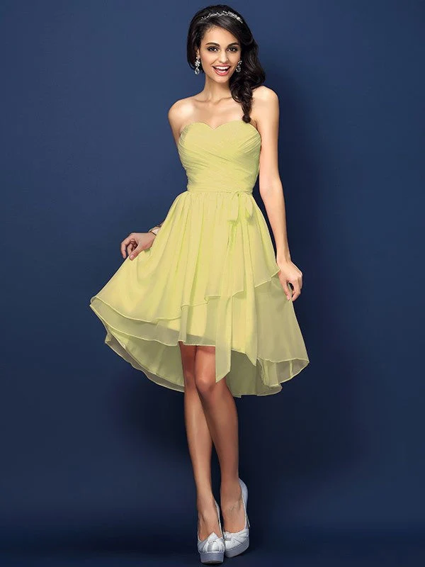 Gorgeous Sweetheart Pleats Bowknot Sleeveless Short Chiffon Bridesmaid Dresses - Image 8