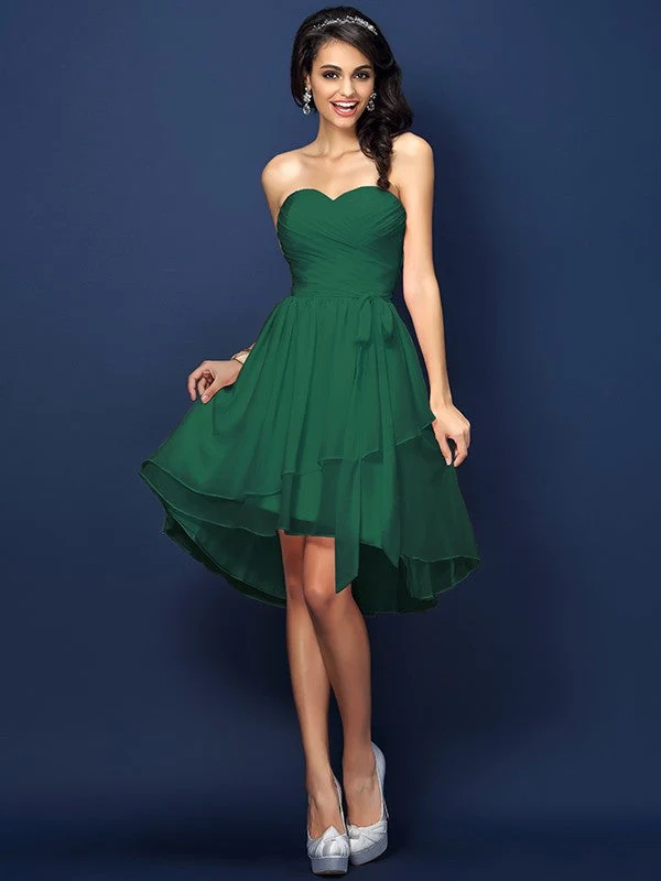 Gorgeous Sweetheart Pleats Bowknot Sleeveless Short Chiffon Bridesmaid Dresses - Image 9