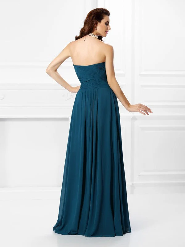 Gorgeous Sweetheart Pleats Ruffles Sleeveless Long Chiffon Bridesmaid Dresses - Image 30