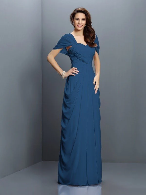 Gorgeous Sweetheart Pleats Short Sleeves Long Chiffon Bridesmaid Dresses - Image 10