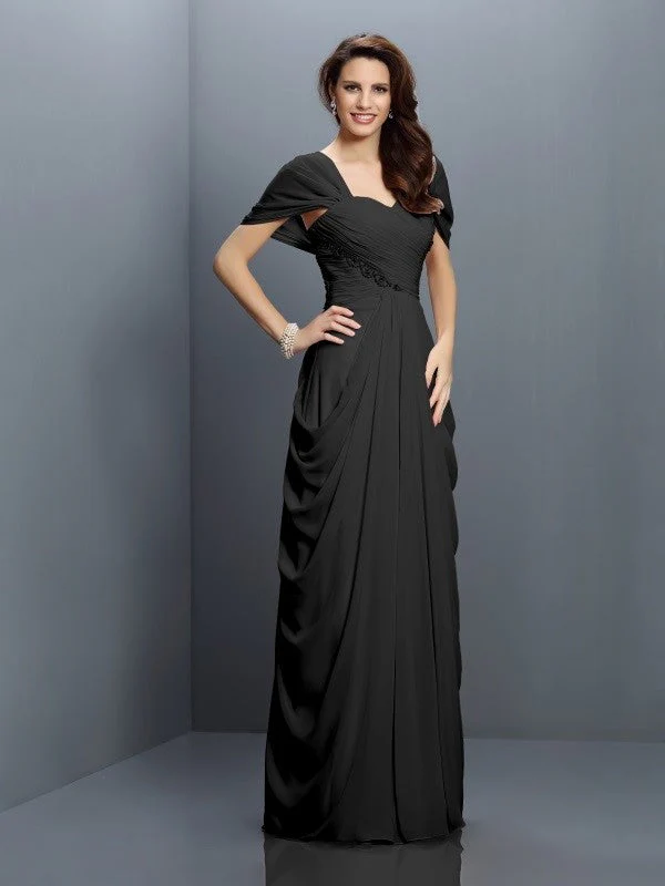Gorgeous Sweetheart Pleats Short Sleeves Long Chiffon Bridesmaid Dresses - Image 2