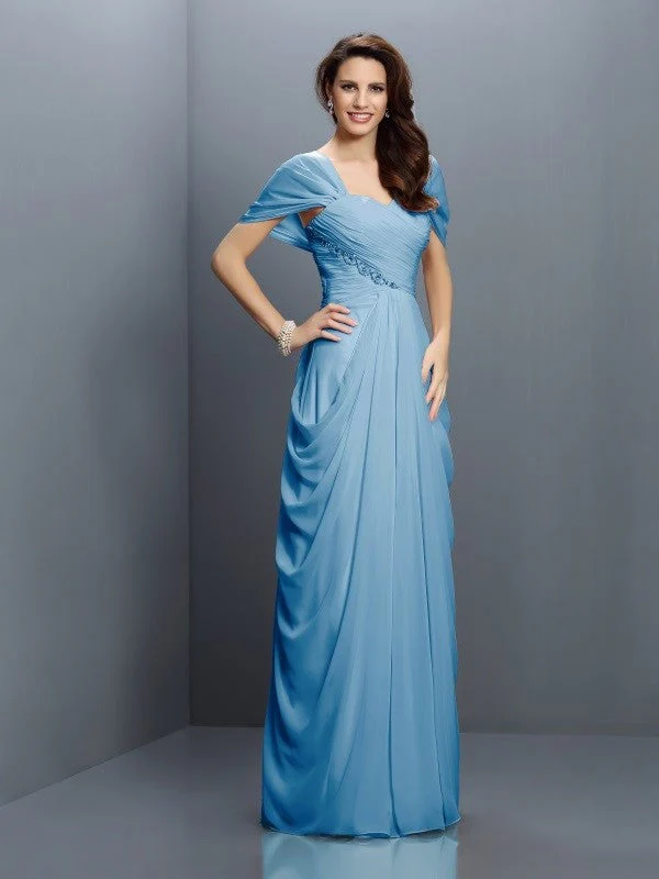 Gorgeous Sweetheart Pleats Short Sleeves Long Chiffon Bridesmaid Dresses - Image 3