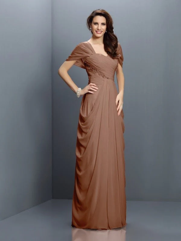 Gorgeous Sweetheart Pleats Short Sleeves Long Chiffon Bridesmaid Dresses - Image 4