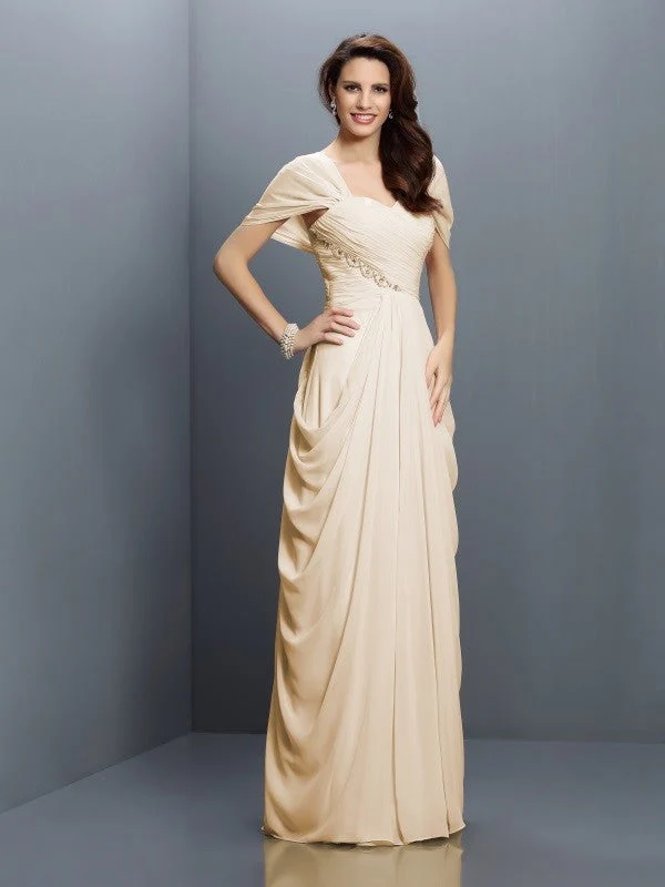 Gorgeous Sweetheart Pleats Short Sleeves Long Chiffon Bridesmaid Dresses - Image 6
