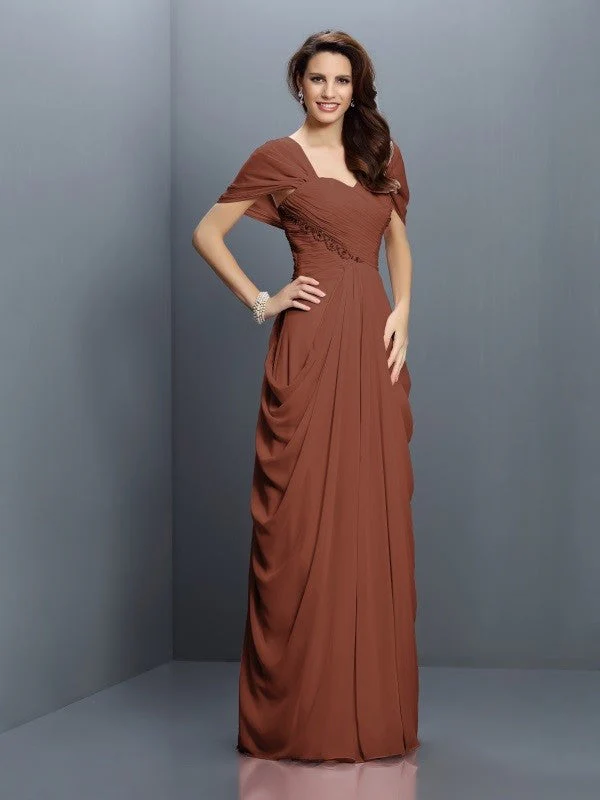 Gorgeous Sweetheart Pleats Short Sleeves Long Chiffon Bridesmaid Dresses - Image 7