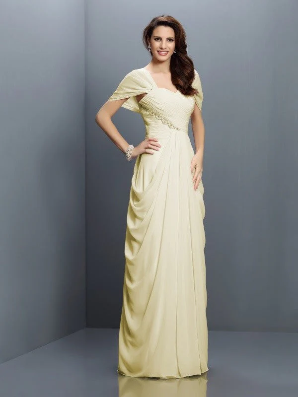 Gorgeous Sweetheart Pleats Short Sleeves Long Chiffon Bridesmaid Dresses - Image 8