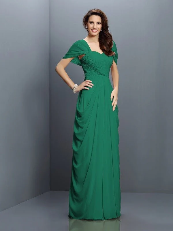 Gorgeous Sweetheart Pleats Short Sleeves Long Chiffon Bridesmaid Dresses - Image 9