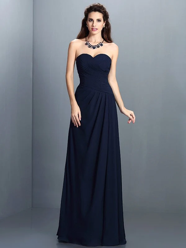 Gorgeous Sweetheart Pleats Sleeveless Long Chiffon Bridesmaid Dresses - Image 10