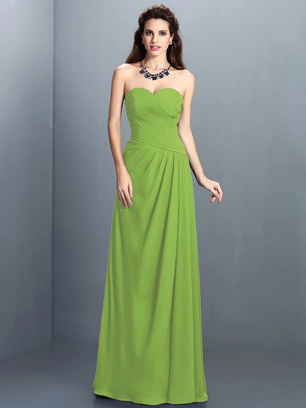 Gorgeous Sweetheart Pleats Sleeveless Long Chiffon Bridesmaid Dresses - Image 14