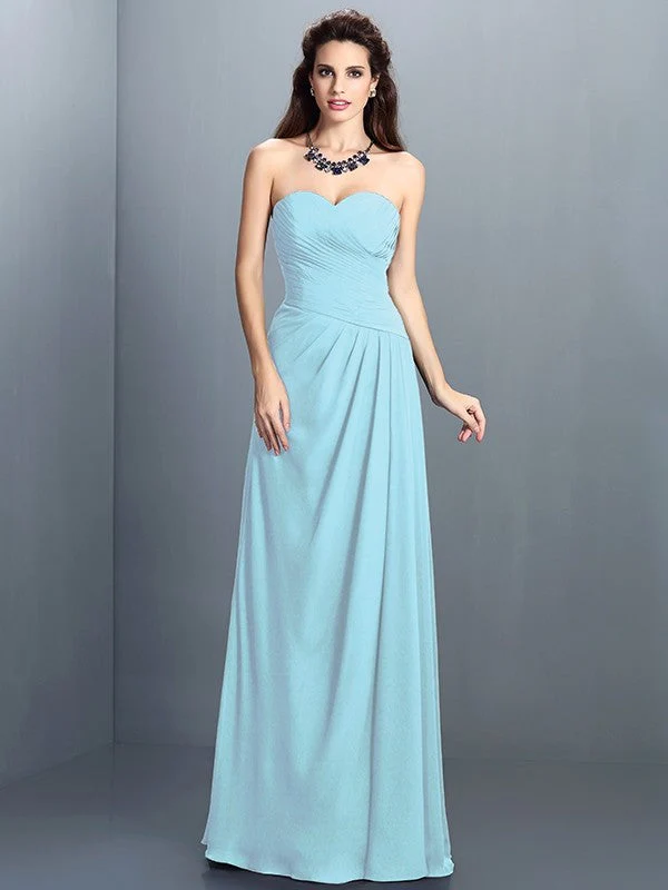 Gorgeous Sweetheart Pleats Sleeveless Long Chiffon Bridesmaid Dresses - Image 18