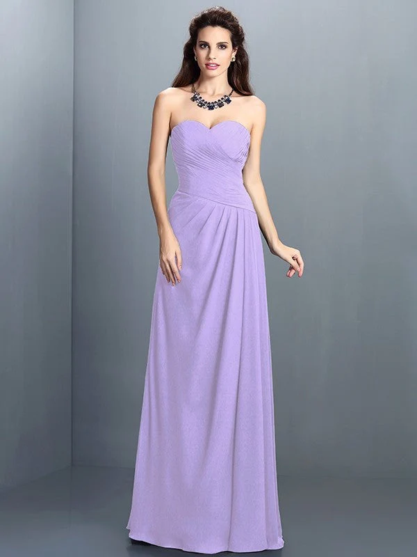 Gorgeous Sweetheart Pleats Sleeveless Long Chiffon Bridesmaid Dresses - Image 19