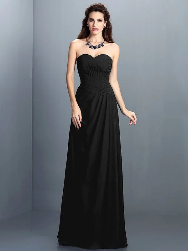 Gorgeous Sweetheart Pleats Sleeveless Long Chiffon Bridesmaid Dresses - Image 2